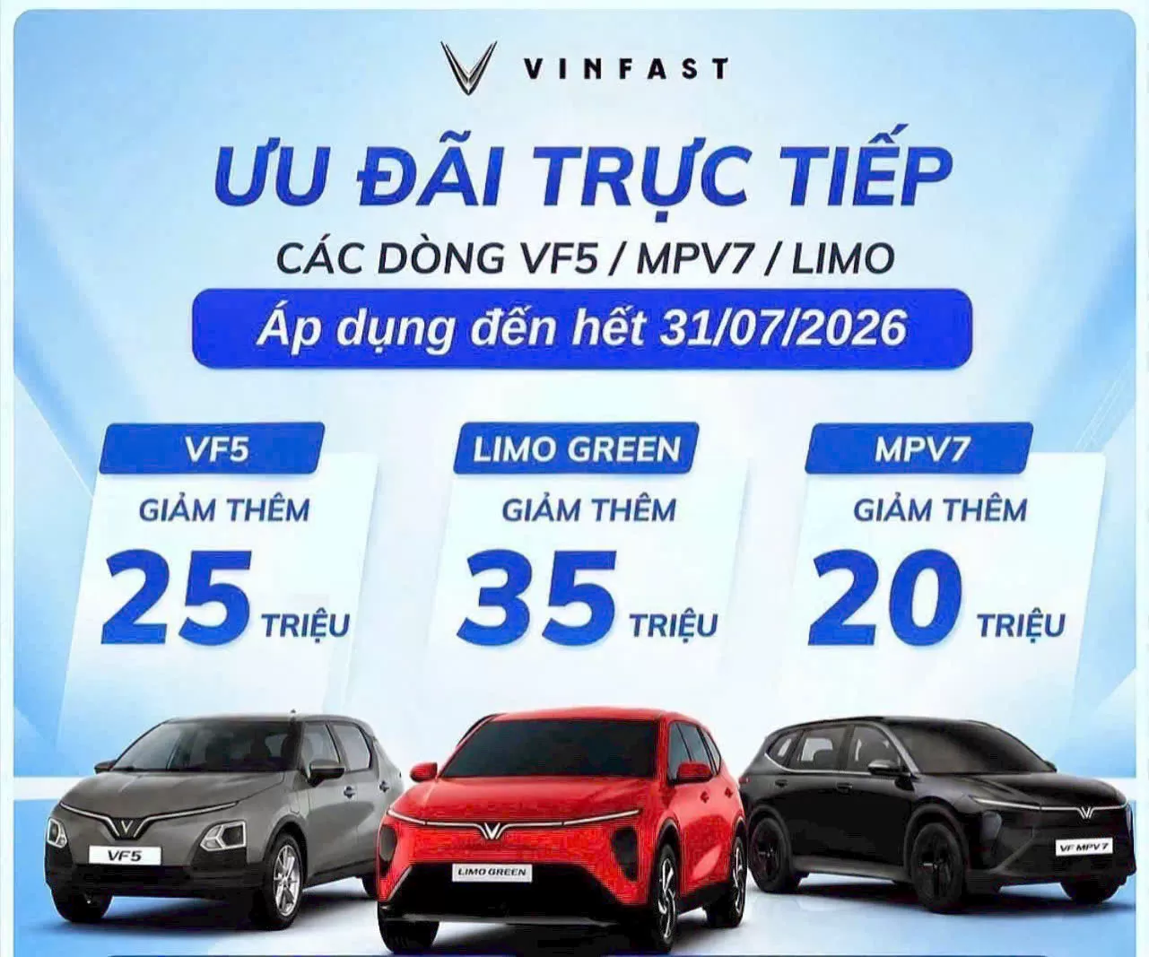 VinFast VF 5 - Chớp Ưu Đãi Vàng Tháng 7! Giảm Ngay 25 Triệu Đồng Cho Gia Đình Trẻ